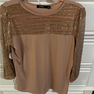 Embellished Cream-Beige Women's Top